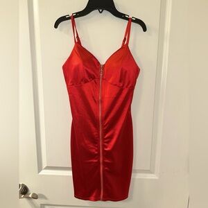 Haute Monde Vibrant Red Satin Dress